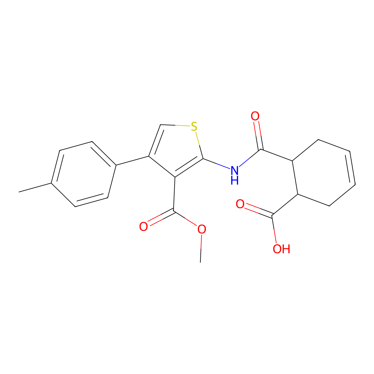 6-({[3-(Methoxycarbonyl)-4-(4-methylphenyl)-2-thienyl]amino}carbonyl)-3-cyclohexene-1-carboxylic acid molecular structure, CAS 515150-03-5