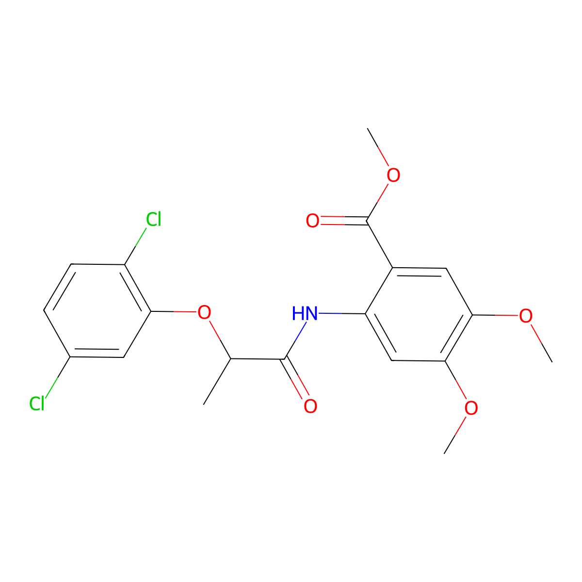 Methyl 2-{[2-(2,5-dichlorophenoxy)propanoyl]amino}-4,5-dimethoxybenzoate molecular structure, CAS 515150-06-8