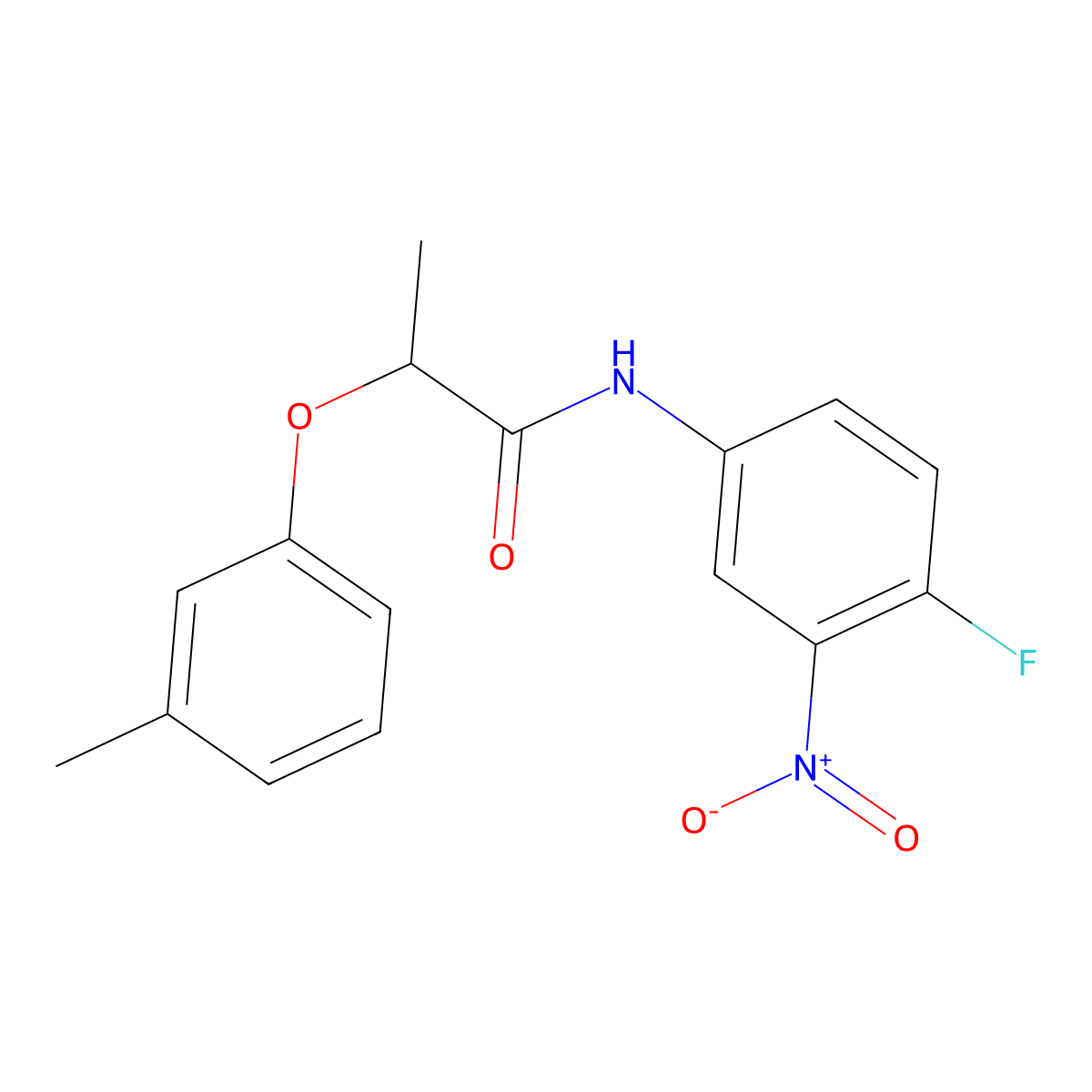N-(4-fluoro-3-nitrophenyl)-2-(3-methylphenoxy)propanamide molecular structure, CAS 515150-09-1