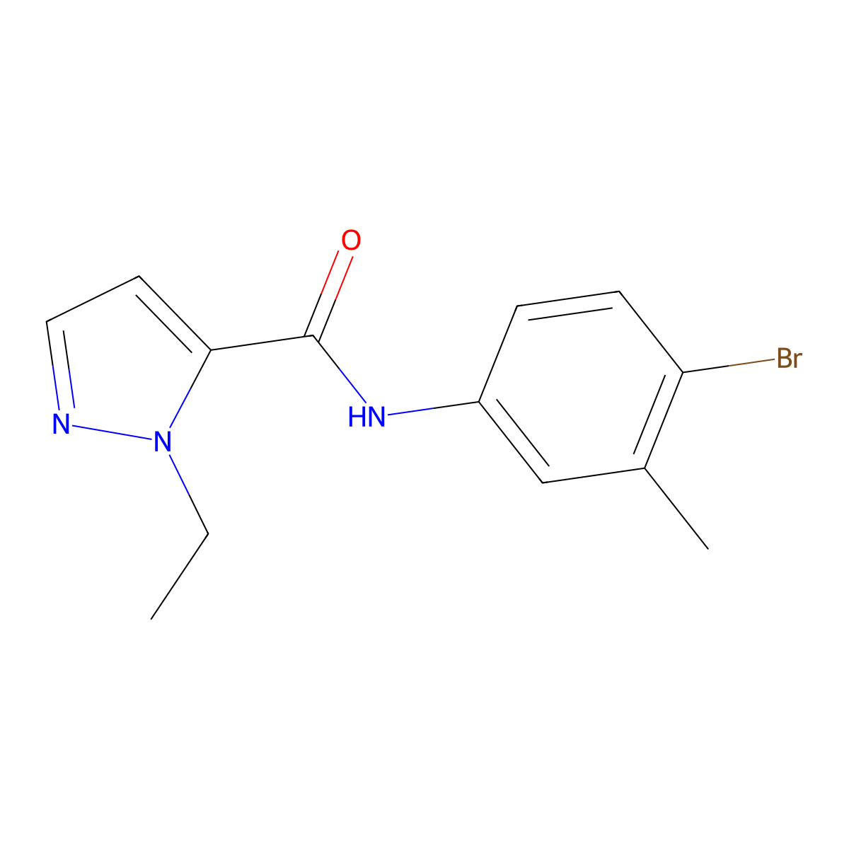 N-(4-bromo-3-methylphenyl)-1-ethyl-1H-pyrazole-5-carboxamide molecular structure, CAS 515150-16-0