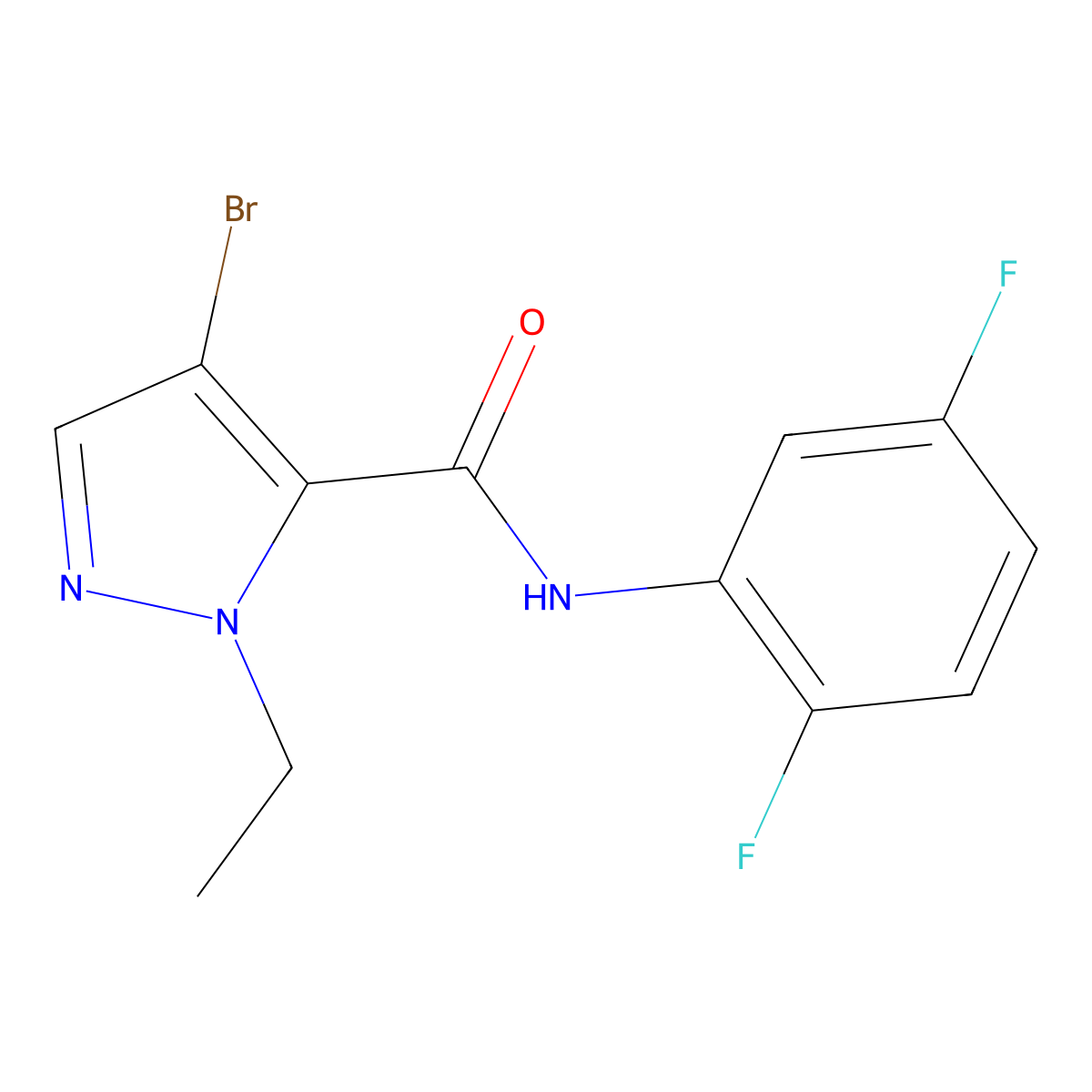 4-bromo-N-(2,5-difluorophenyl)-2-ethylpyrazole-3-carboxamide molecular structure, CAS 515150-17-1