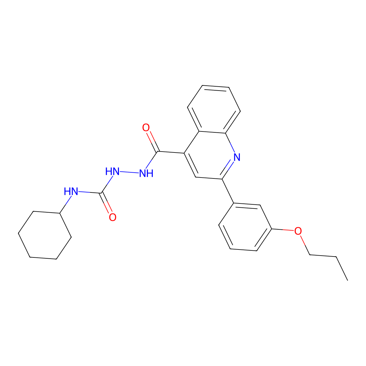 1-Cyclohexyl-3-[[2-(3-propoxyphenyl)quinoline-4-carbonyl]amino]urea molecular structure, CAS 515150-40-0