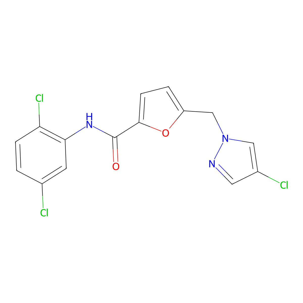 5-[(4-chloropyrazol-1-yl)methyl]-N-(2,5-dichlorophenyl)furan-2-carboxamide molecular structure, CAS 515150-41-1