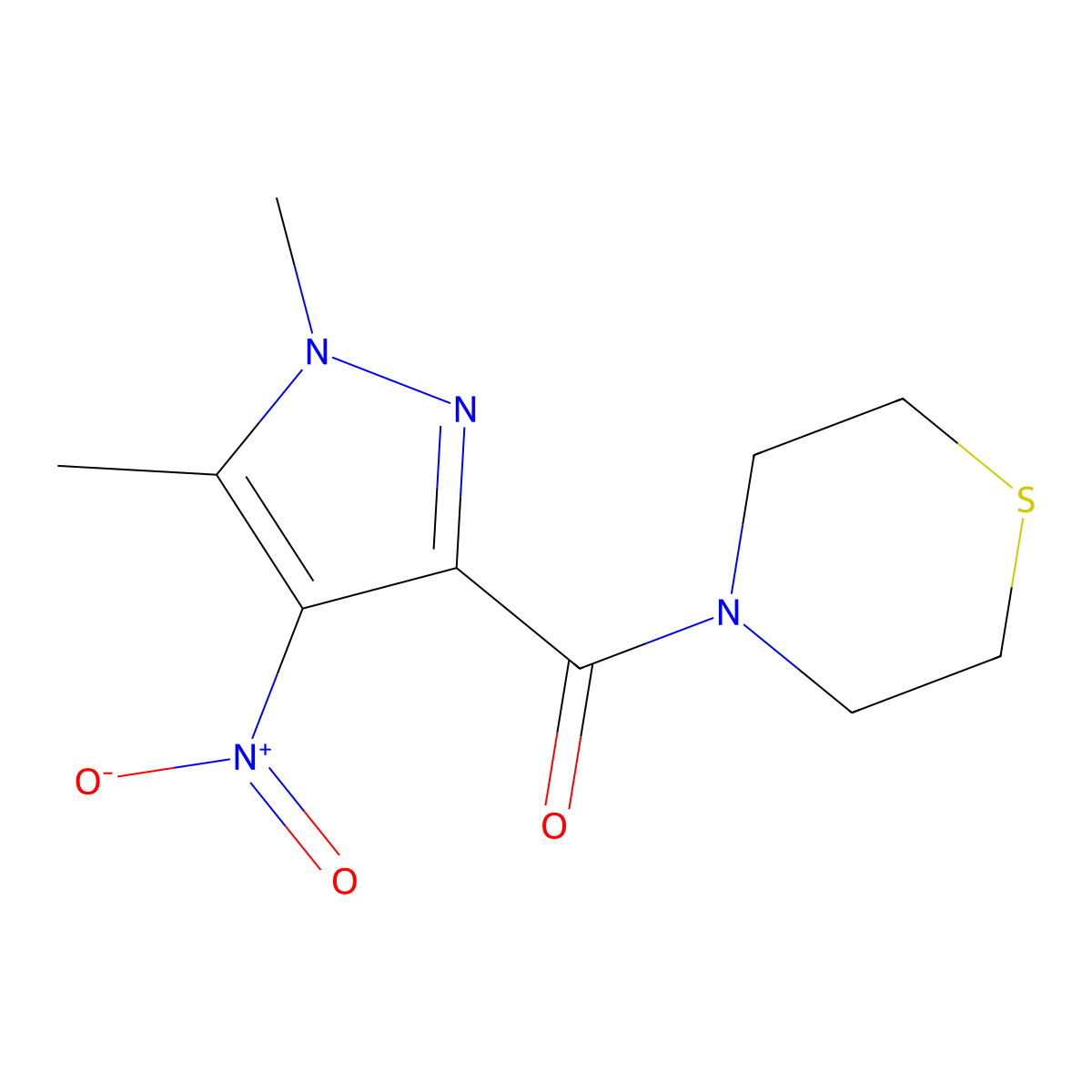 4-({4-nitro-1,5-dimethyl-1H-pyrazol-3-yl}carbonyl)thiomorpholine molecular structure, CAS 515150-49-9