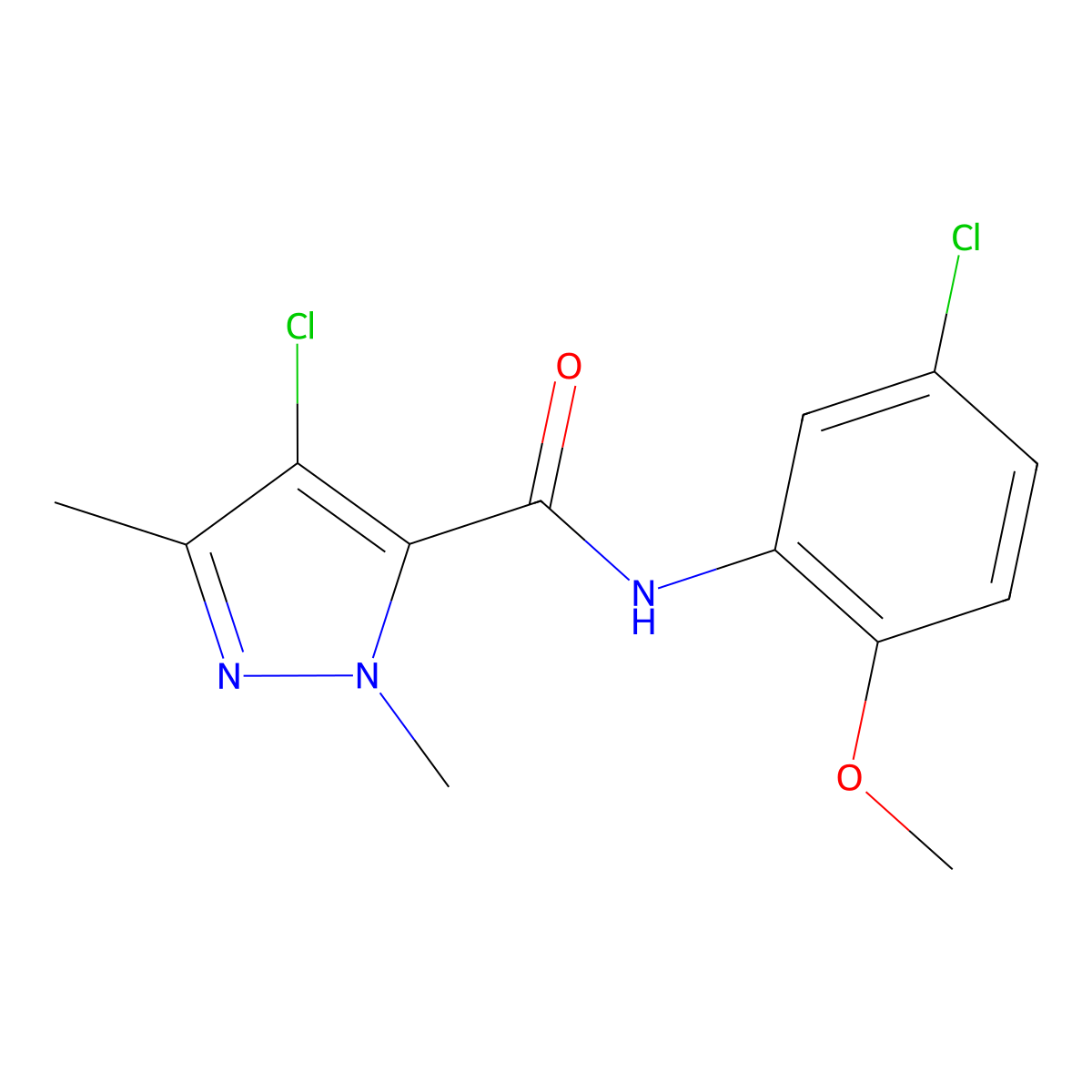 4-chloro-N-(5-chloro-2-methoxyphenyl)-2,5-dimethylpyrazole-3-carboxamide molecular structure, CAS 515150-54-6