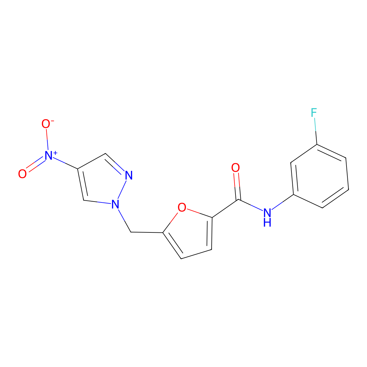 N-(3-fluorophenyl)-5-[(4-nitropyrazol-1-yl)methyl]furan-2-carboxamide molecular structure, CAS 515150-63-7