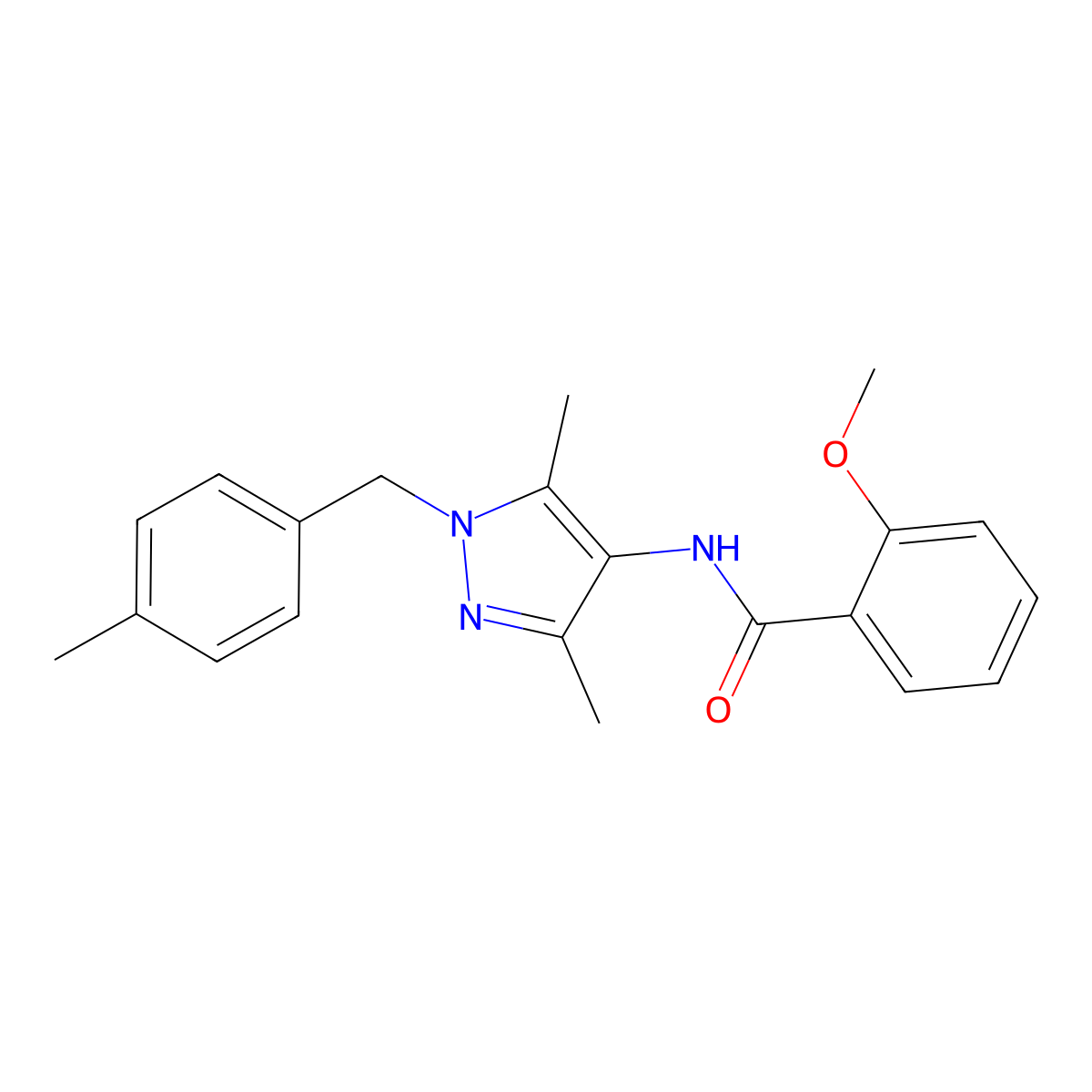 N-[3,5-dimethyl-1-[(4-methylphenyl)methyl]pyrazol-4-yl]-2-methoxybenzamide molecular structure, CAS 515150-68-2