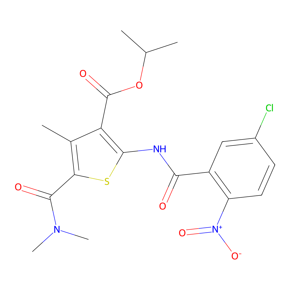 Isopropyl 2-({5-chloro-2-nitrobenzoyl}amino)-5-[(dimethylamino)carbonyl]-4-methyl-3-thiophenecarboxylate molecular structure, CAS 515150-76-2