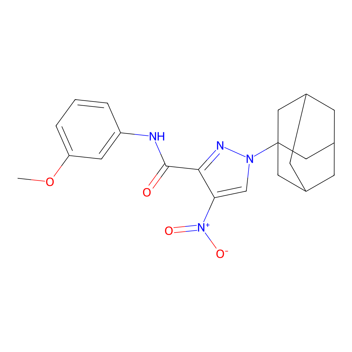1-(1-adamantyl)-4-nitro-N-(3-methoxyphenyl)-1H-pyrazole-3-carboxamide molecular structure, CAS 515150-84-2