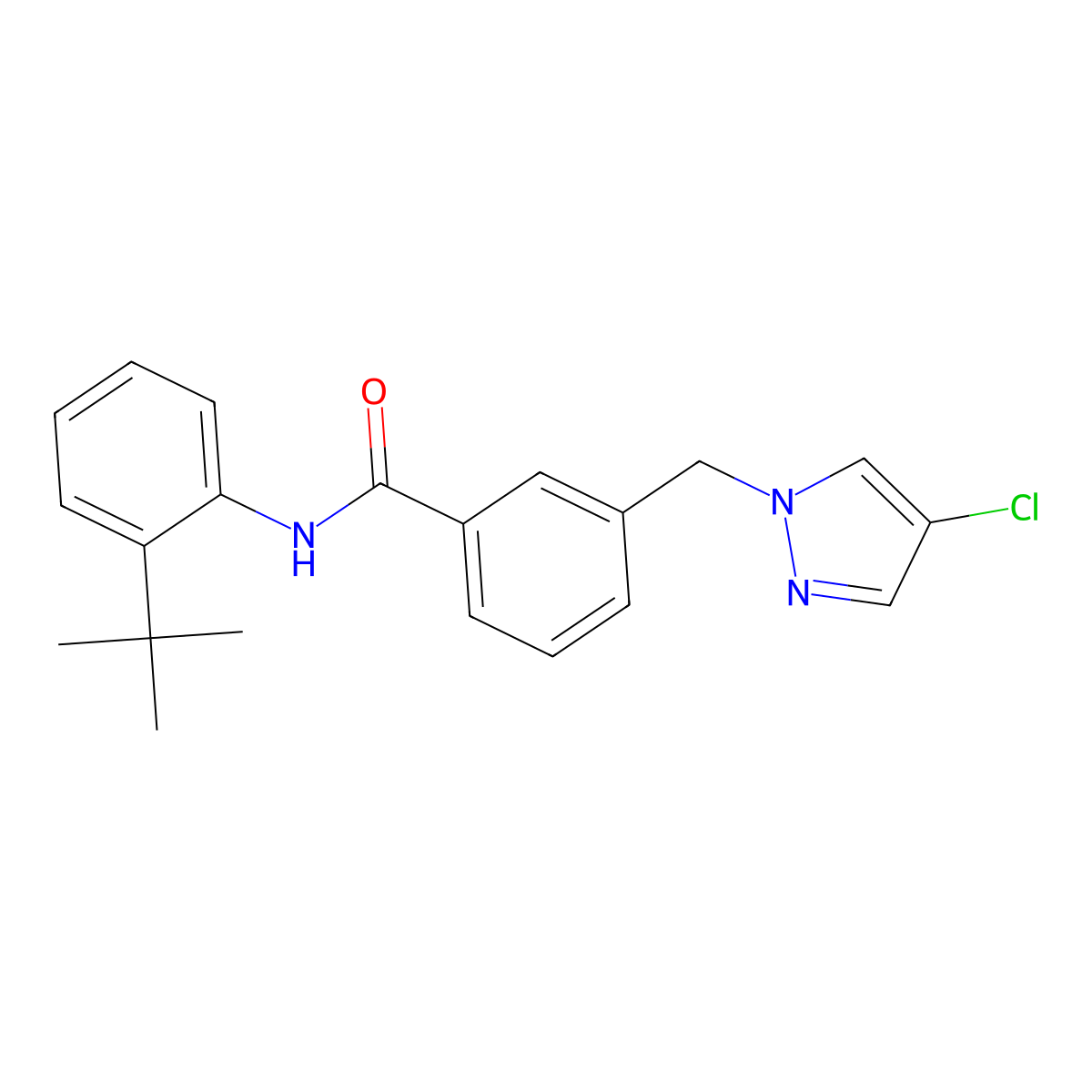 N-(2-tert-butylphenyl)-3-[(4-chloropyrazol-1-yl)methyl]benzamide molecular structure, CAS 515150-88-6