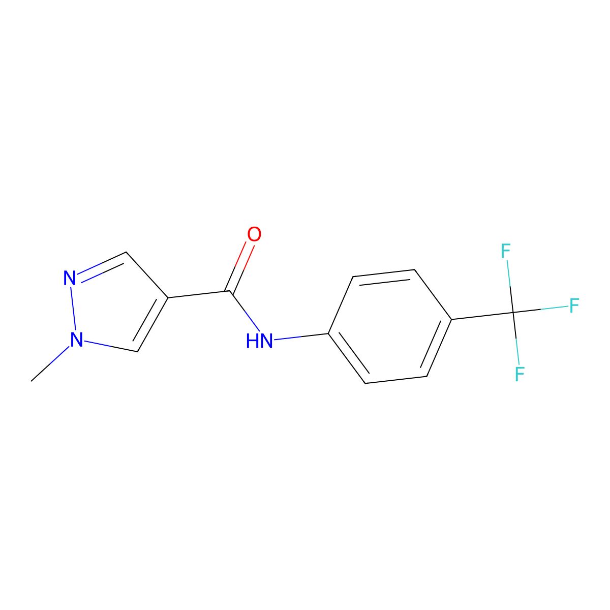1-methyl-N-[4-(trifluoromethyl)phenyl]pyrazole-4-carboxamide molecular structure, CAS 515150-99-9