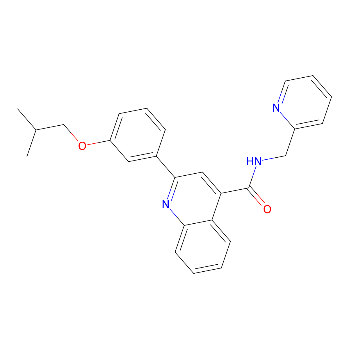 2-[3-(2-methylpropoxy)phenyl]-N-(pyridin-2-ylmethyl)quinoline-4-carboxamide molecular structure, CAS 515151-02-7