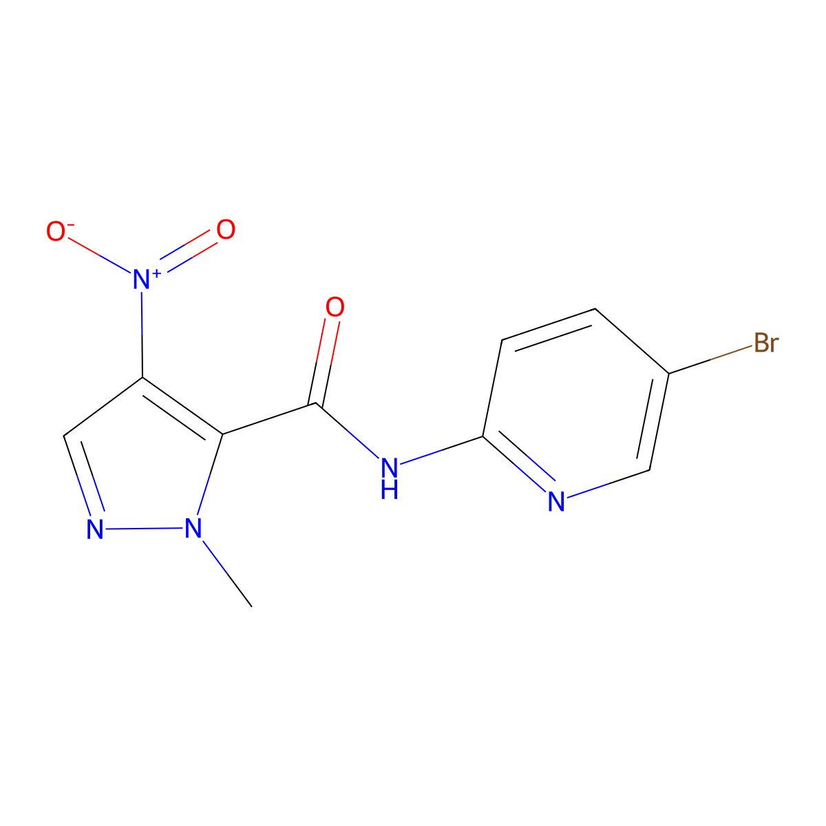 N-(5-bromopyridin-2-yl)-2-methyl-4-nitropyrazole-3-carboxamide molecular structure, CAS 515151-07-2