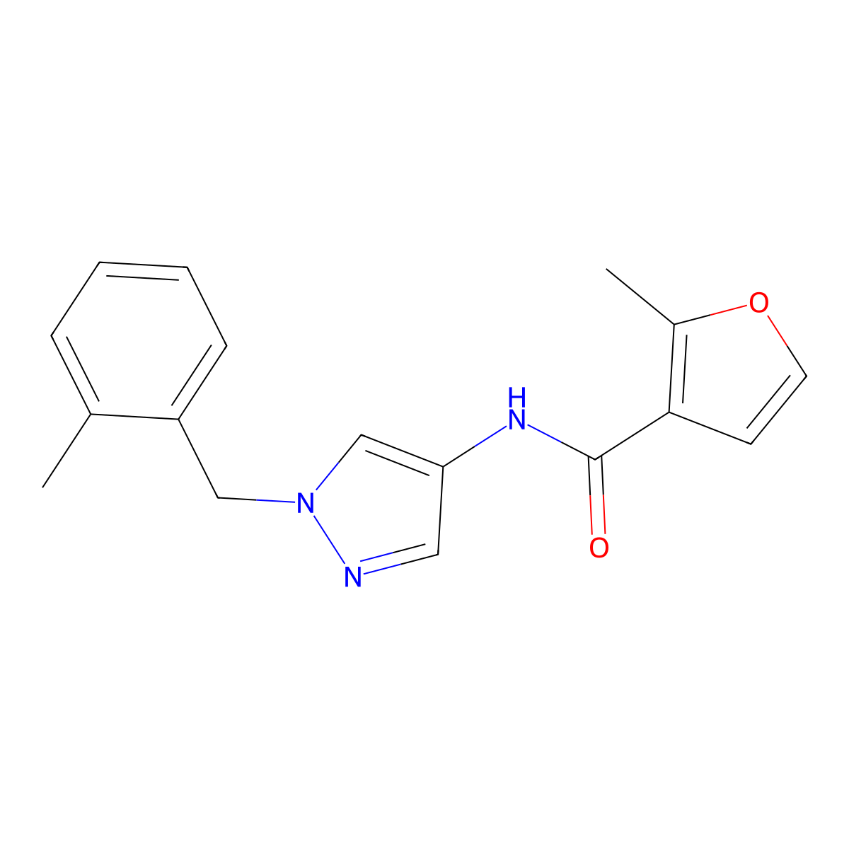 2-methyl-N-[1-(2-methylbenzyl)-1H-pyrazol-4-yl]-3-furamide molecular structure, CAS 515151-24-3
