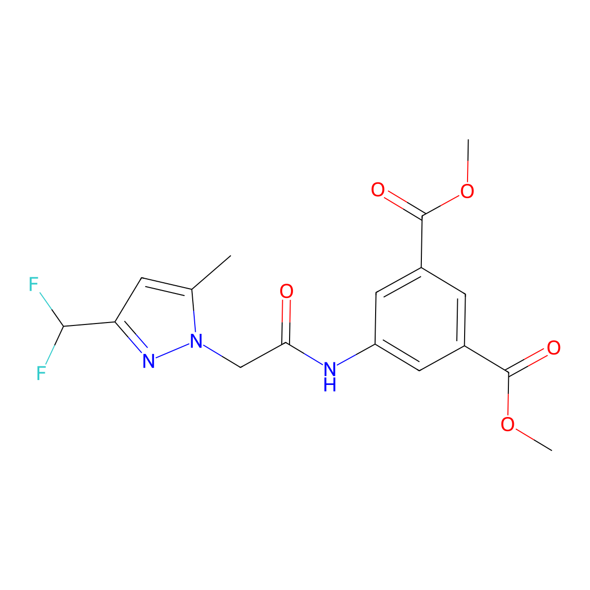 dimethyl 5-({[3-(difluoromethyl)-5-methyl-1H-pyrazol-1-yl]acetyl}amino)isophthalate molecular structure, CAS 515151-30-1