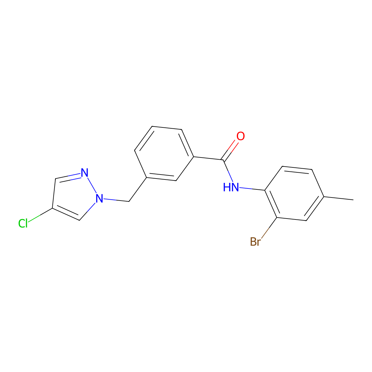 N-(2-bromo-4-methylphenyl)-3-[(4-chloro-1H-pyrazol-1-yl)methyl]benzamide molecular structure, CAS 515151-36-7