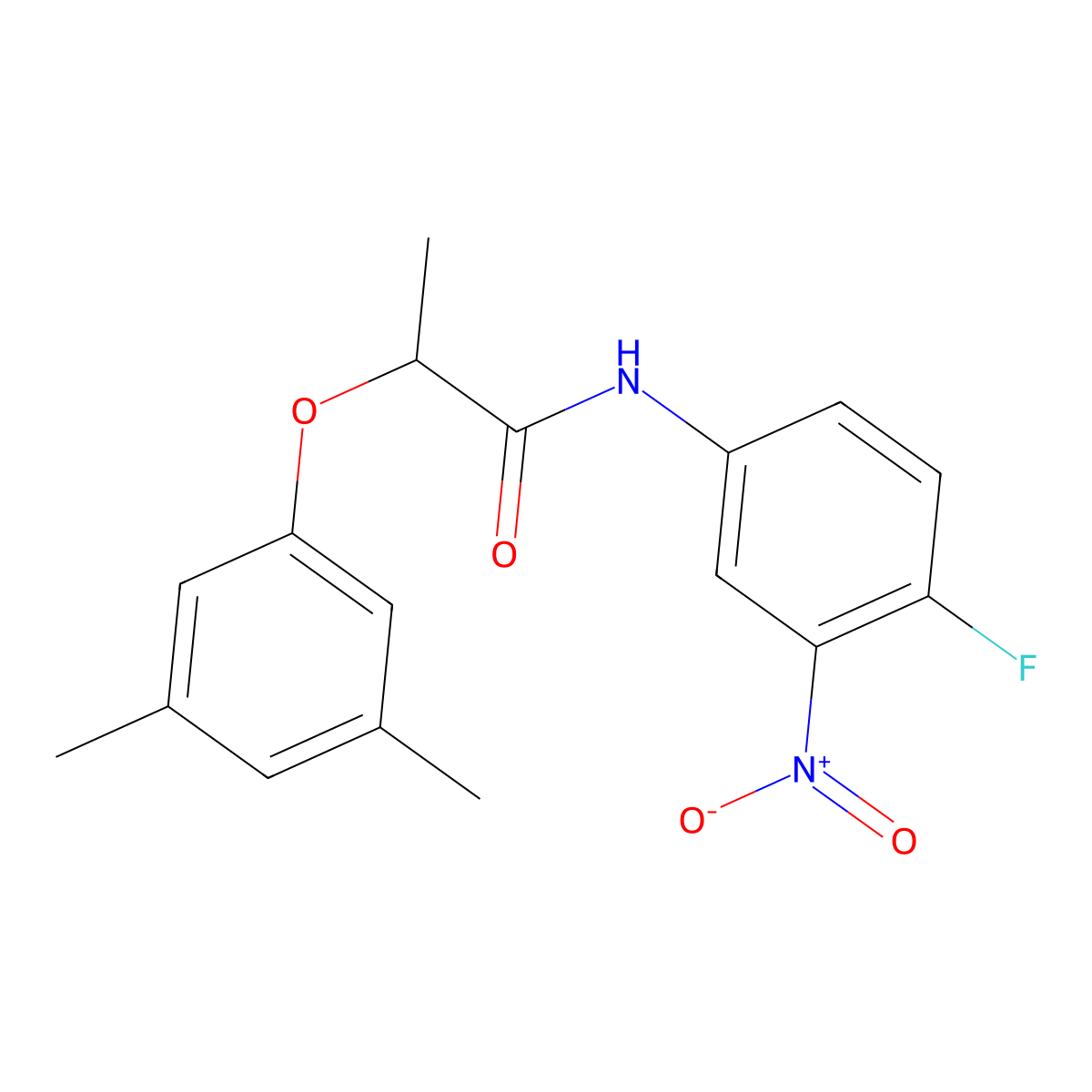 2-(3,5-dimethylphenoxy)-N-(4-fluoro-3-nitrophenyl)propanamide molecular structure, CAS 515151-47-0