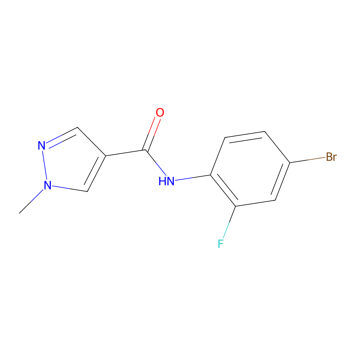 N-(4-bromo-2-fluorophenyl)-1-methyl-1H-pyrazole-4-carboxamide molecular structure, CAS 515151-57-2