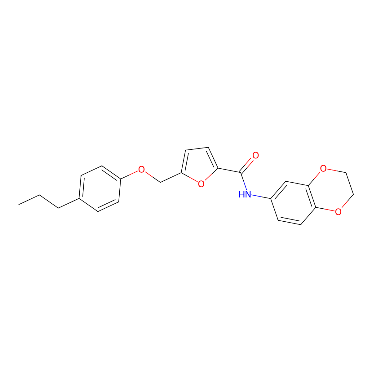 N-(2,3-dihydro-1,4-benzodioxin-6-yl)-5-[(4-propylphenoxy)methyl]furan-2-carboxamide molecular structure, CAS 515151-65-2