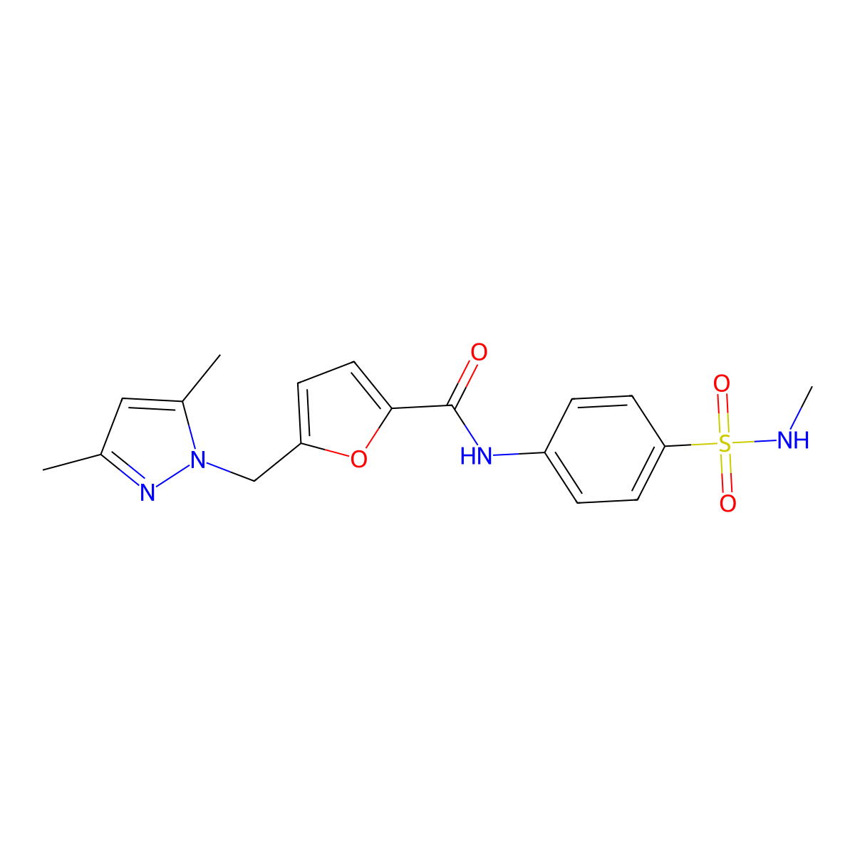 5-[(3,5-dimethylpyrazol-1-yl)methyl]-N-[4-(methylsulfamoyl)phenyl]furan-2-carboxamide molecular structure, CAS 515151-69-6
