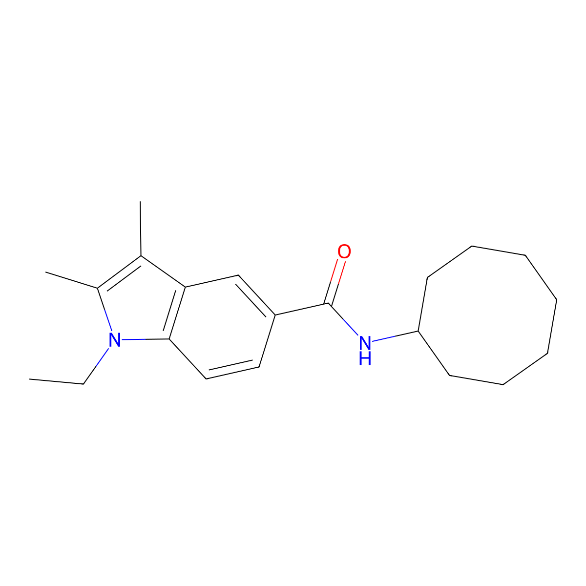 N-cyclooctyl-1-ethyl-2,3-dimethyl-1H-indole-5-carboxamide molecular structure, CAS 515151-75-4