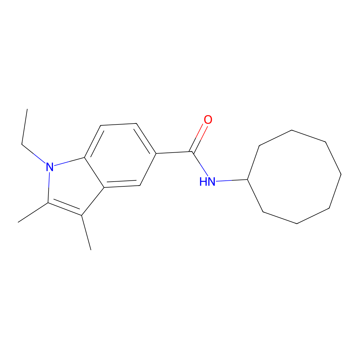 N-cyclooctyl-1-ethyl-2,3-dimethyl-1H-indole-5-carboxamide molecular structure, CAS 515151-75-4