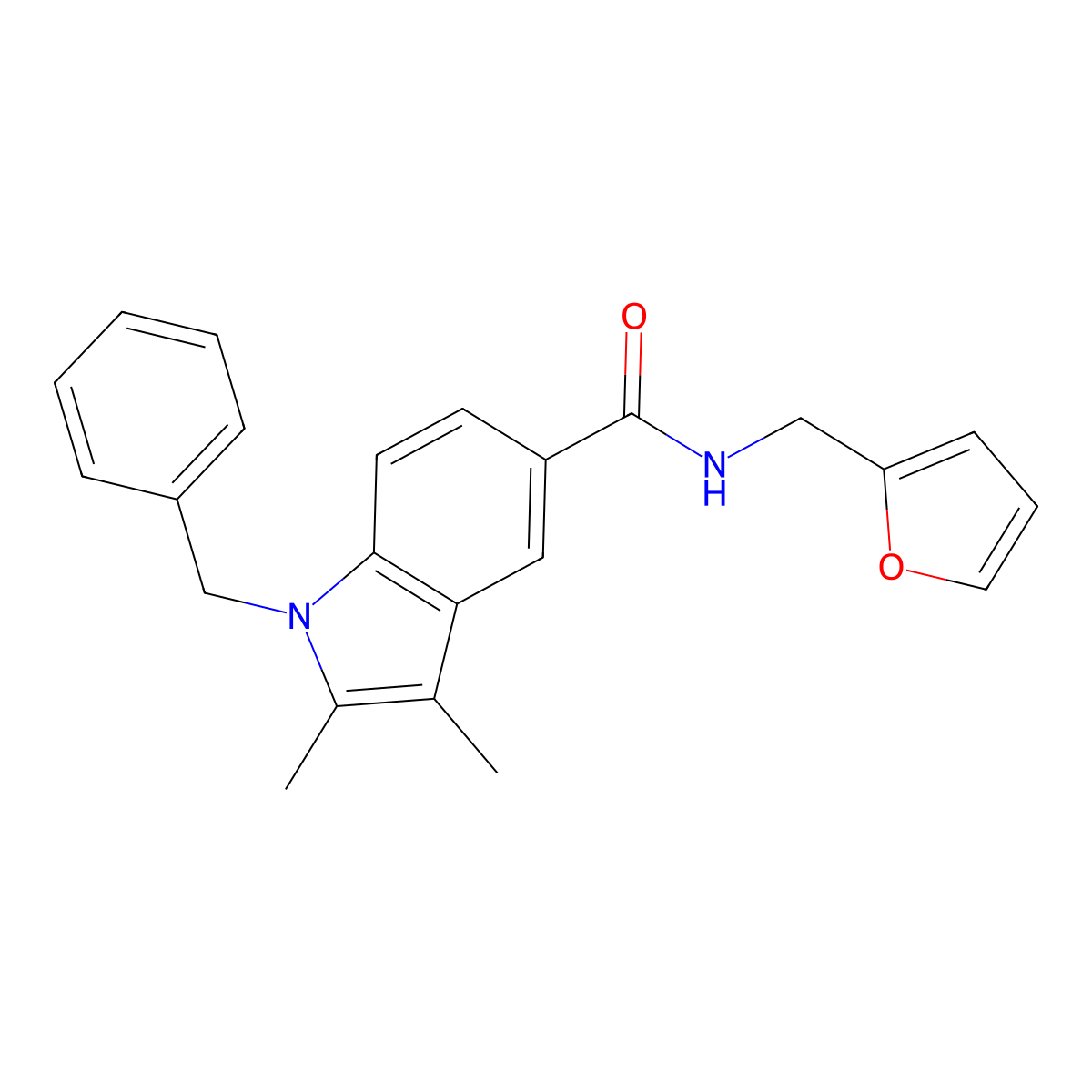 1-benzyl-N-(furan-2-ylmethyl)-2,3-dimethylindole-5-carboxamide molecular structure, CAS 515151-80-1