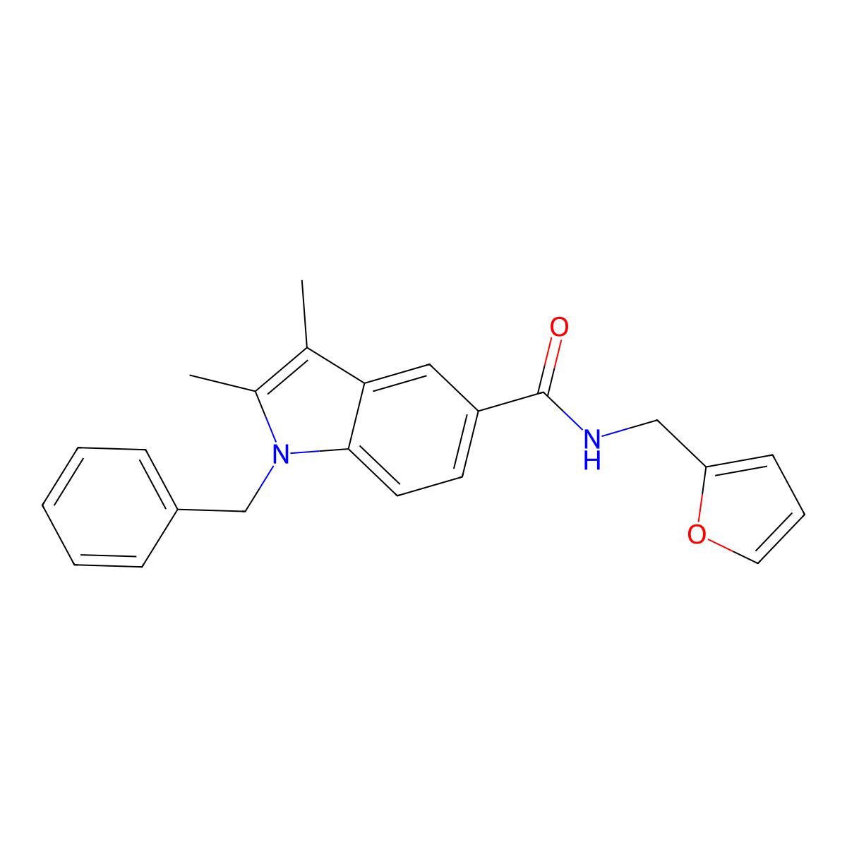 1-benzyl-N-(furan-2-ylmethyl)-2,3-dimethylindole-5-carboxamide molecular structure, CAS 515151-80-1