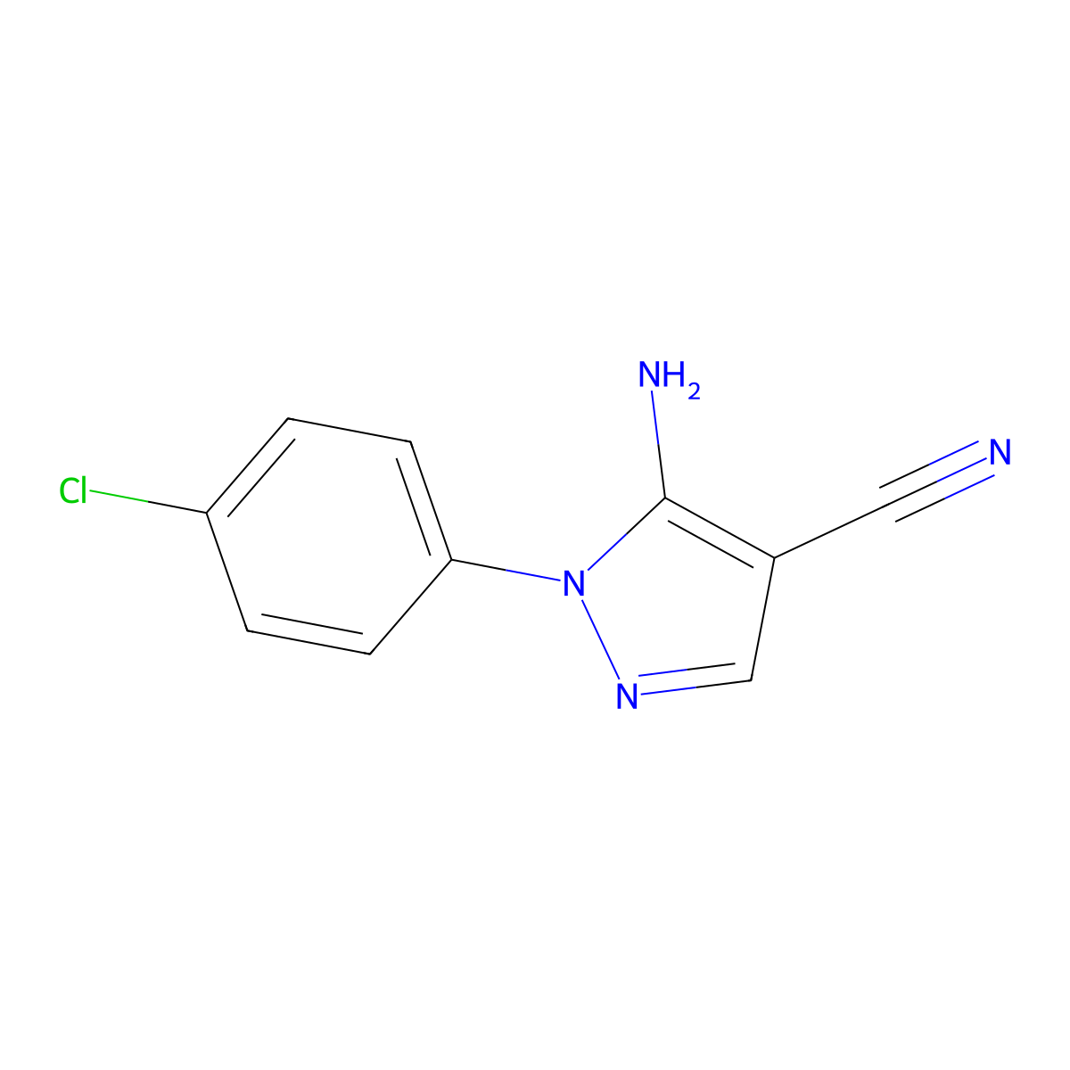 5-Amino-1-(4-chlorophenyl)-1H-pyrazole-4-carbonitrile molecular structure, CAS 51516-67-7