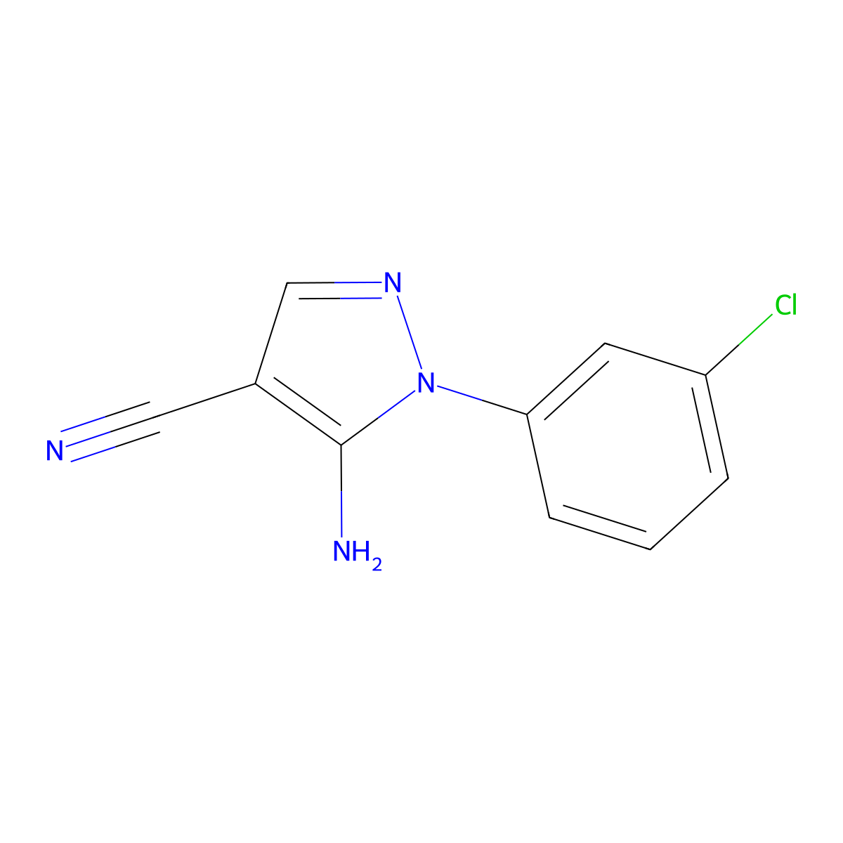 5-Amino-1-(3-chlorophenyl)-1H-pyrazole-4-carbonitrile molecular structure, CAS 51516-68-8