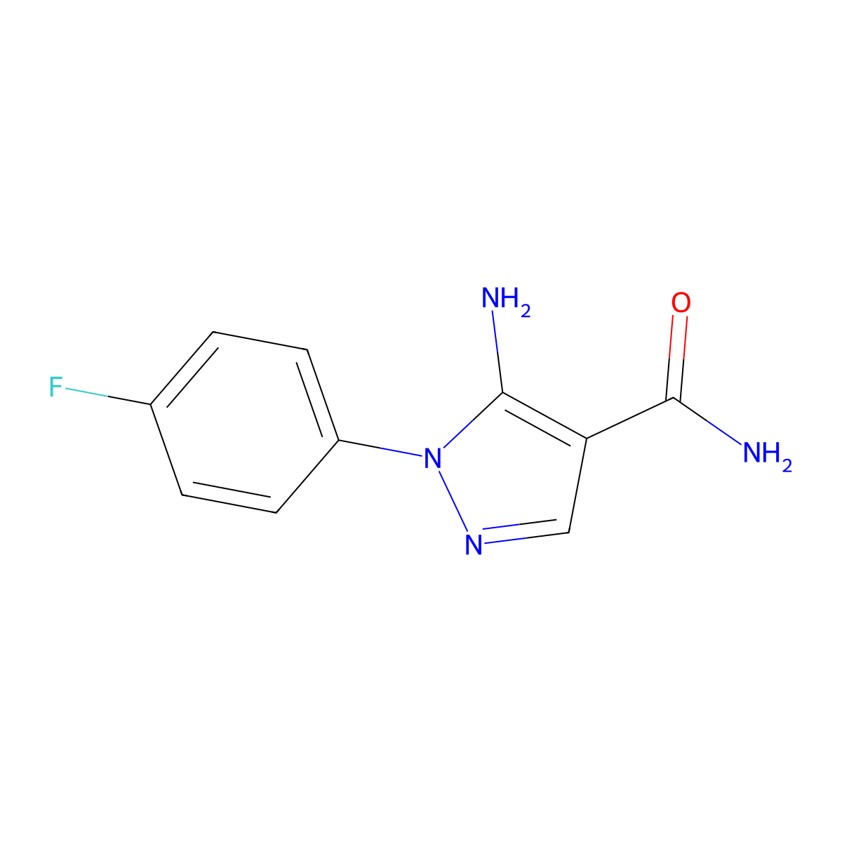 5-amino-1-(4-fluorophenyl)-1H-pyrazole-4-carboxamide molecular structure, CAS 51516-69-9