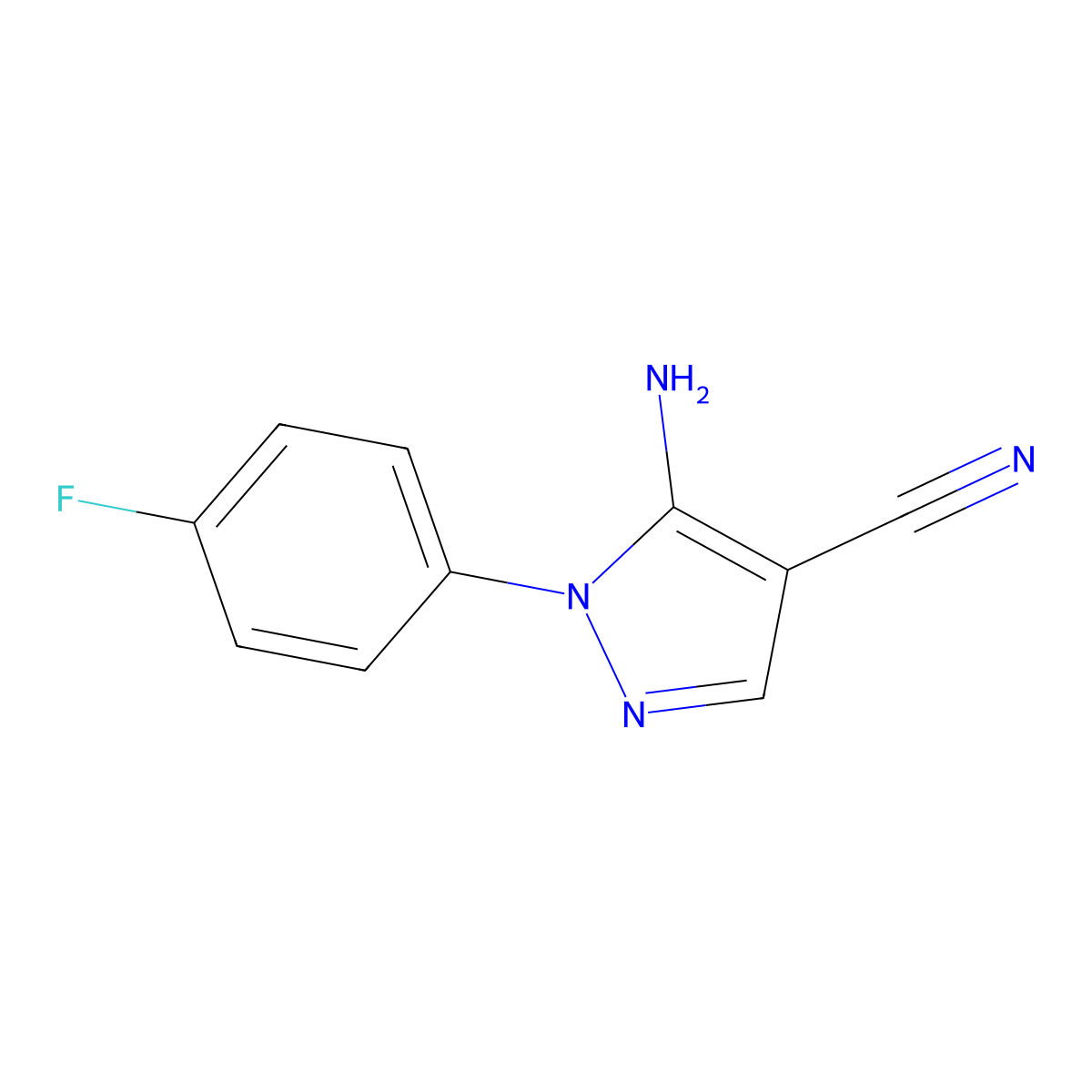 5-amino-1-(4-fluorophenyl)-1H-pyrazole-4-carbonitrile molecular structure, CAS 51516-70-2