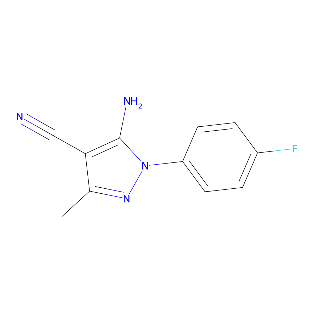 5-Amino-1-(4-fluorophenyl)-3-methyl-1H-pyrazole-4-carbonitrile molecular structure, CAS 51516-82-6