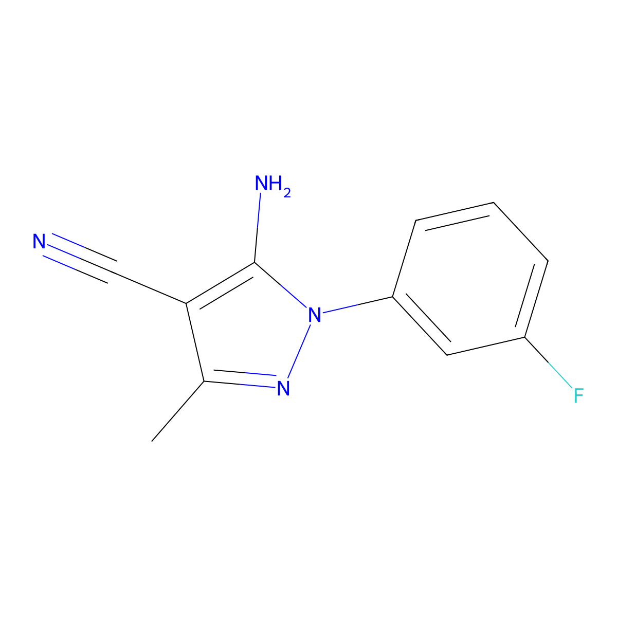 5-amino-1-(3-fluorophenyl)-3-methyl-1H-pyrazole-4-carbonitrile molecular structure, CAS 51516-83-7