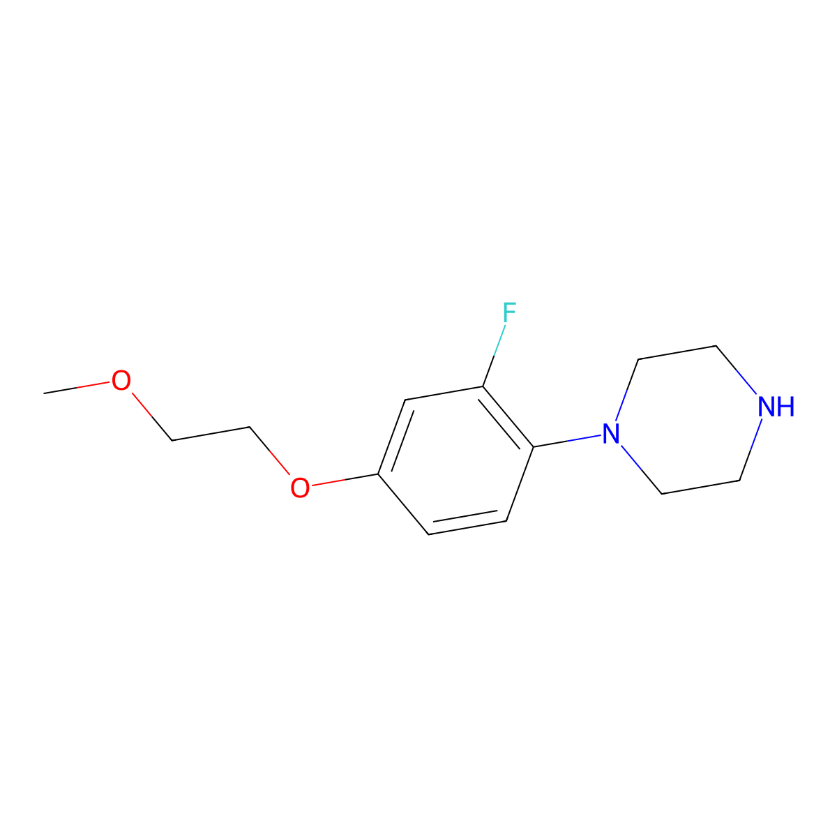 Piperazine, 1-[2-fluoro-4-(2-methoxyethoxy)phenyl]- molecular structure, CAS 515160-73-3
