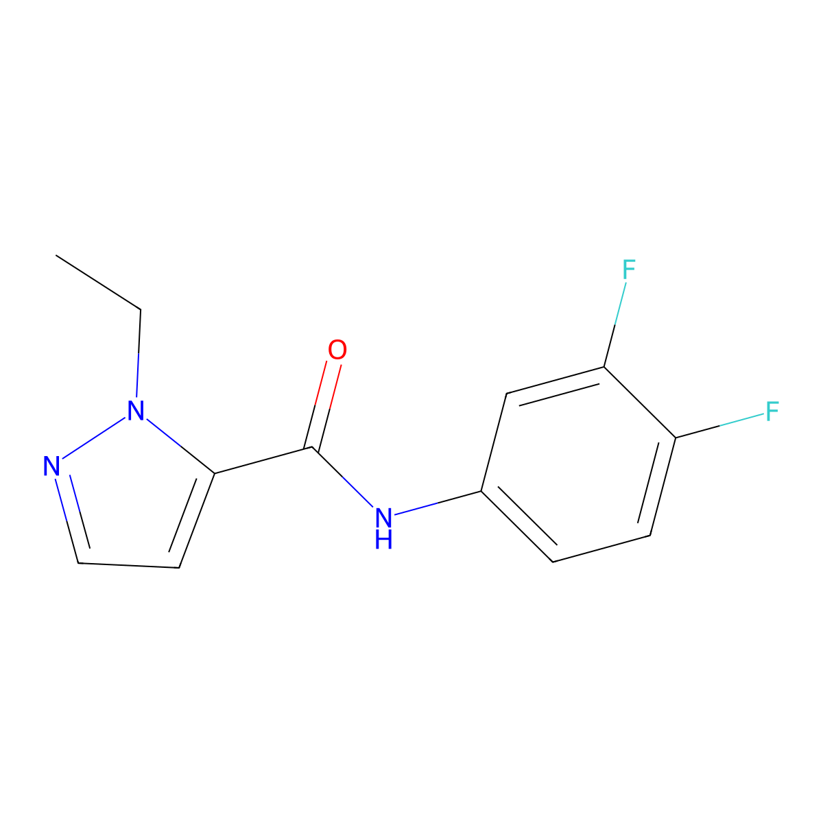 N-(3,4-difluorophenyl)-1-ethyl-1H-pyrazole-5-carboxamide molecular structure, CAS 515174-64-8