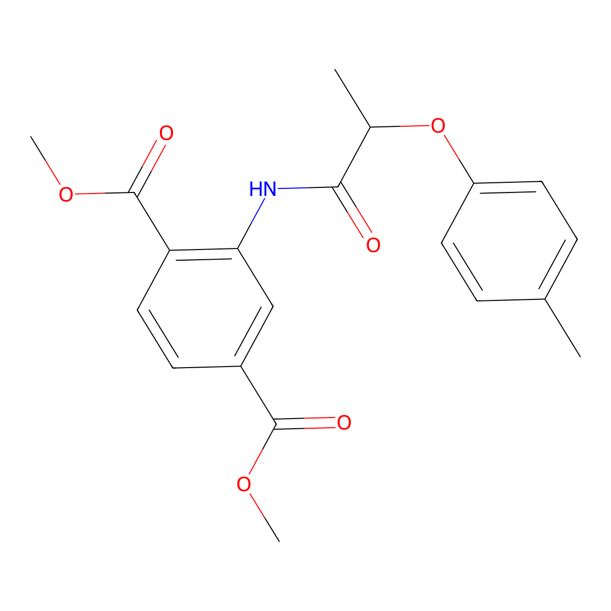 Dimethyl 2-[2-(4-methylphenoxy)propanoylamino]benzene-1,4-dicarboxylate molecular structure, CAS 515174-68-2
