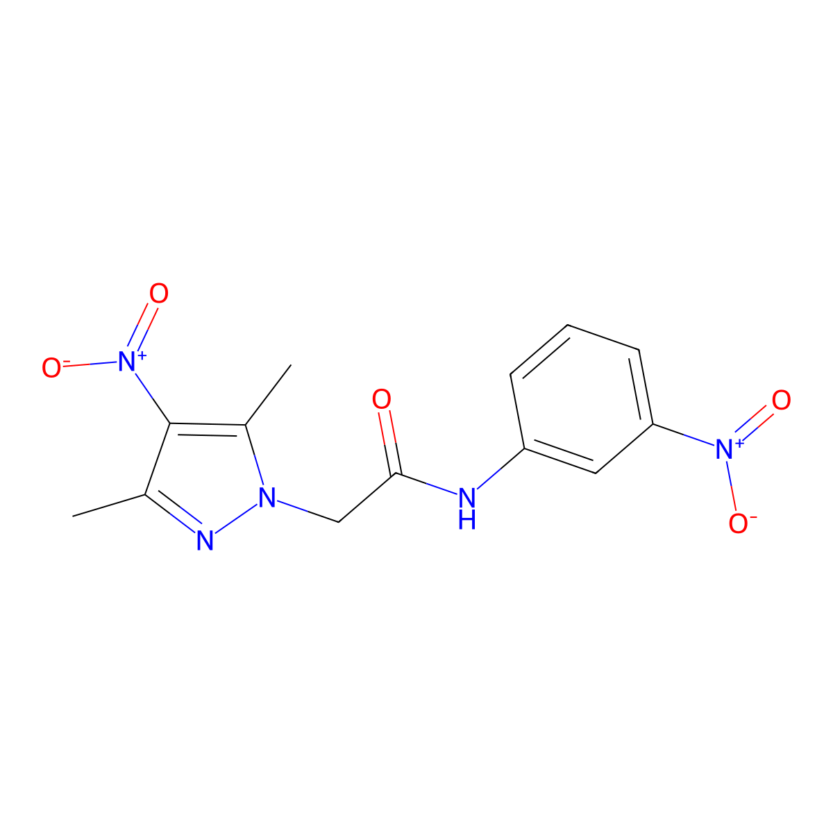 2-(3,5-dimethyl-4-nitropyrazol-1-yl)-N-(3-nitrophenyl)acetamide molecular structure, CAS 515174-73-9