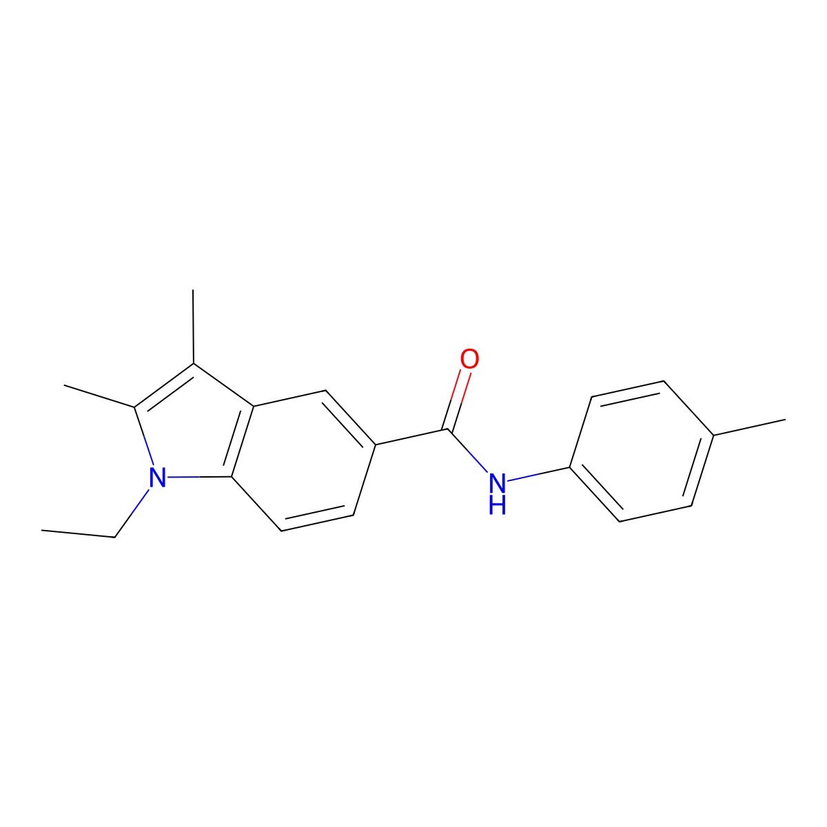1-ethyl-2,3-dimethyl-N-(4-methylphenyl)indole-5-carboxamide molecular structure, CAS 515174-76-2
