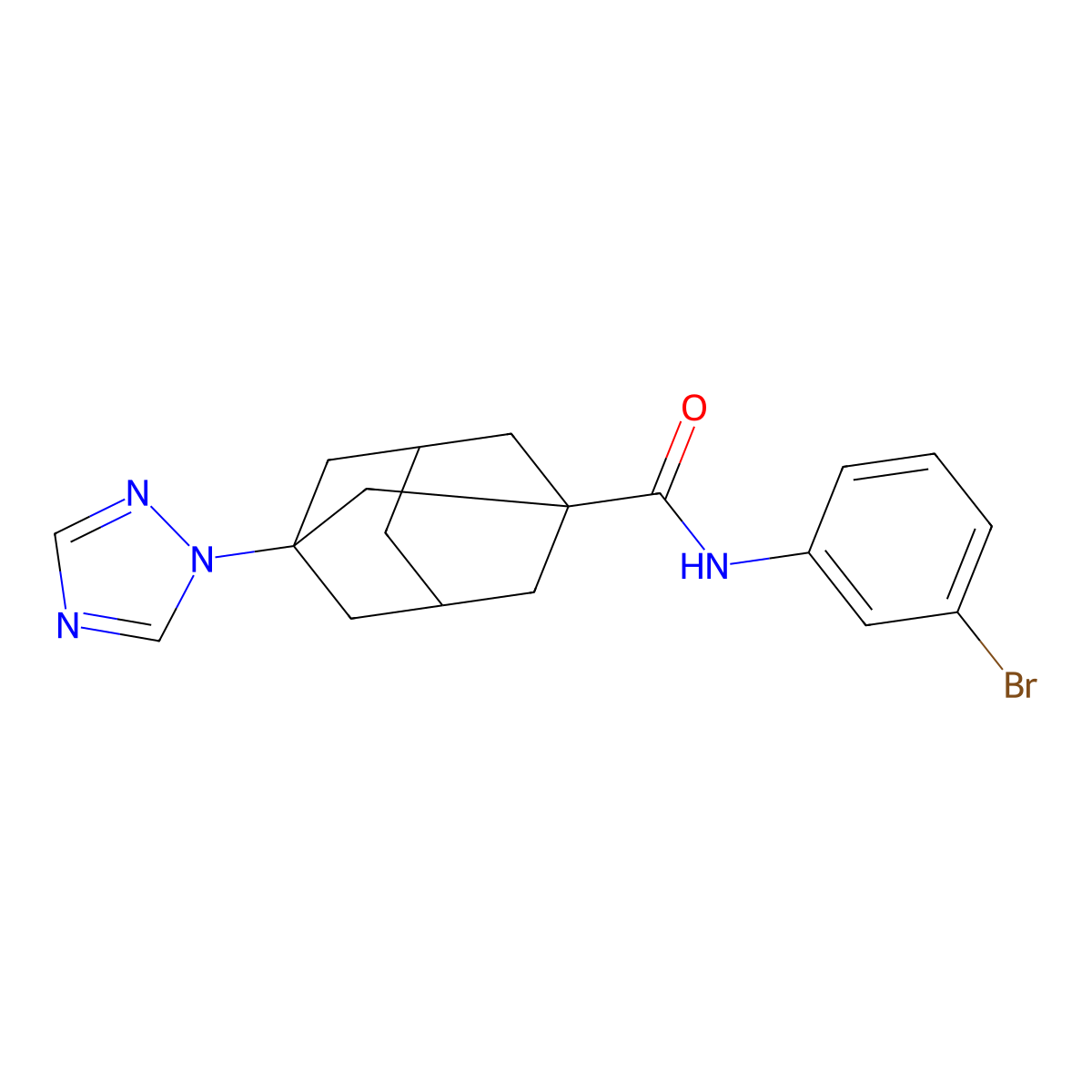 N-(3-bromophenyl)-3-(1,2,4-triazol-1-yl)adamantane-1-carboxamide molecular structure, CAS 515174-78-4