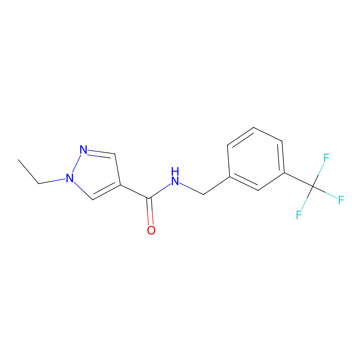 1-ethyl-N-[[3-(trifluoromethyl)phenyl]methyl]pyrazole-4-carboxamide molecular structure, CAS 515174-82-0