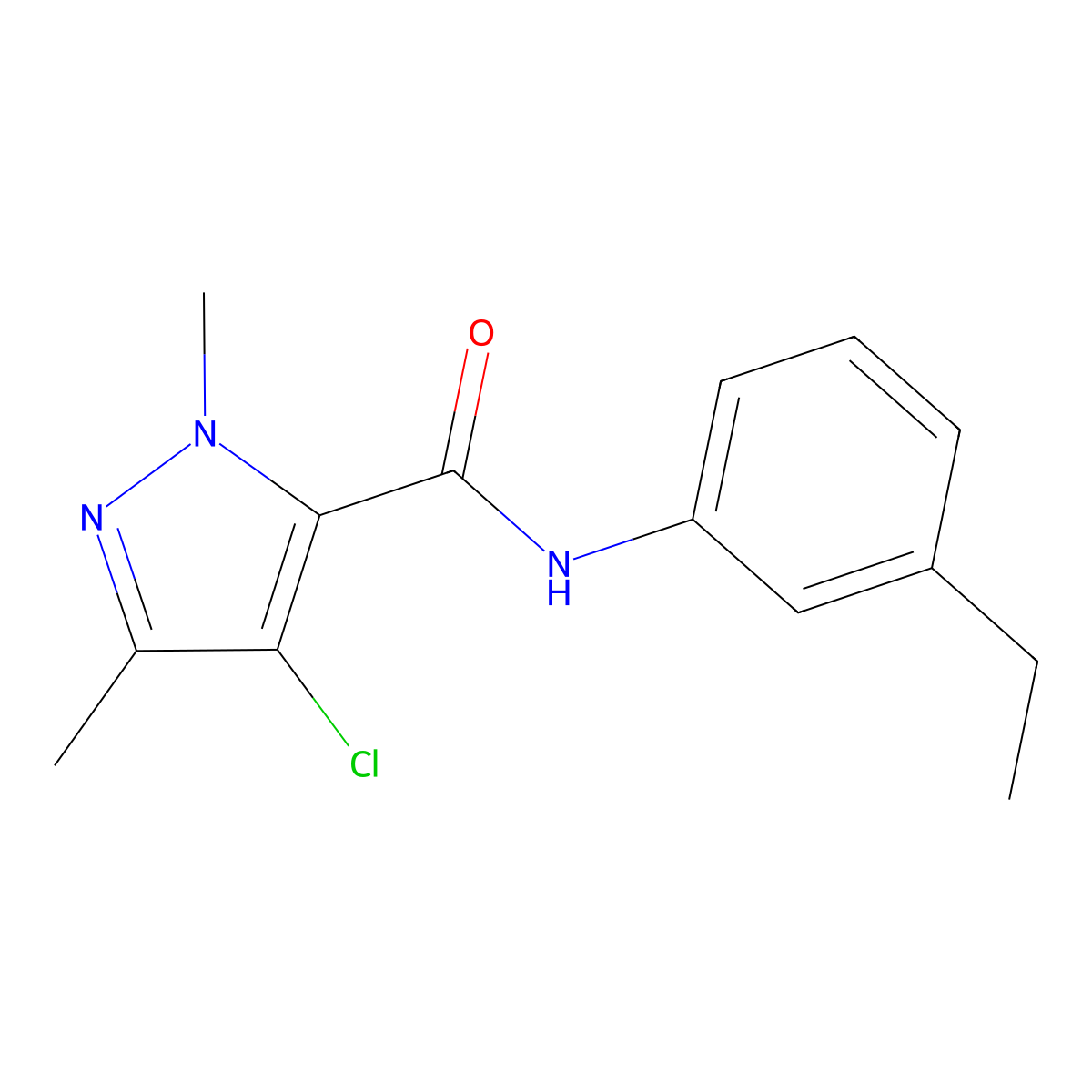 4-chloro-N-(3-ethylphenyl)-2,5-dimethylpyrazole-3-carboxamide molecular structure, CAS 515174-92-2