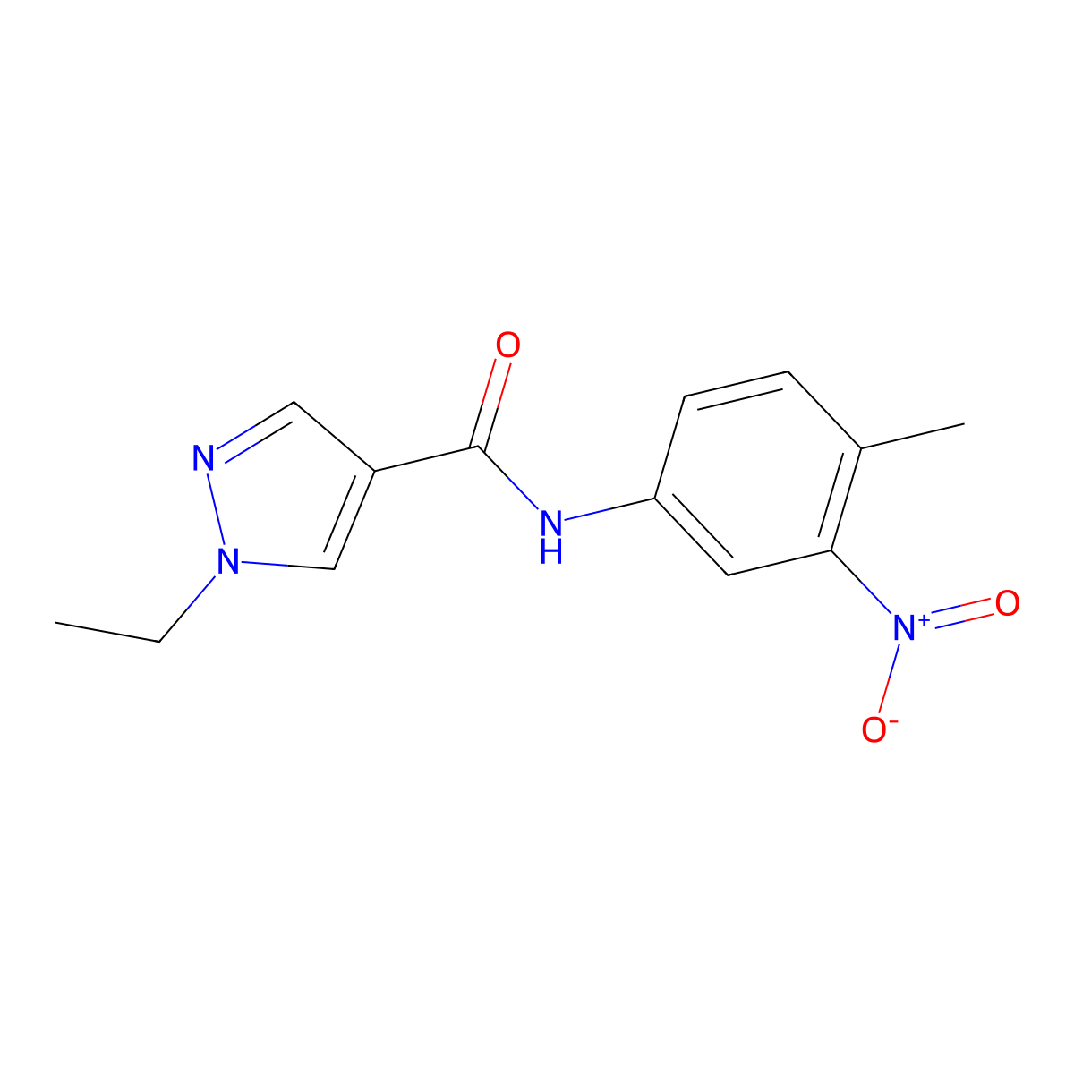 1-ethyl-N-{3-nitro-4-methylphenyl}-1H-pyrazole-4-carboxamide molecular structure, CAS 515175-08-3