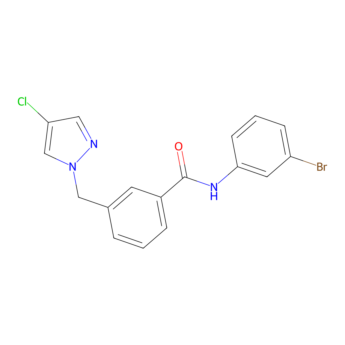 N-(3-bromophenyl)-3-[(4-chloro-1H-pyrazol-1-yl)methyl]benzamide molecular structure, CAS 515175-16-3