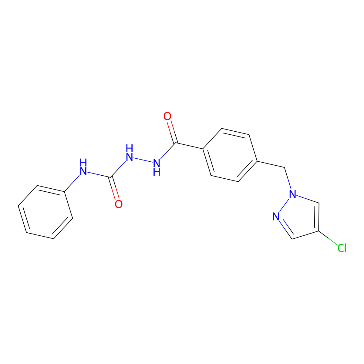 1-[[4-[(4-Chloropyrazol-1-yl)methyl]benzoyl]amino]-3-phenylurea molecular structure, CAS 515175-17-4