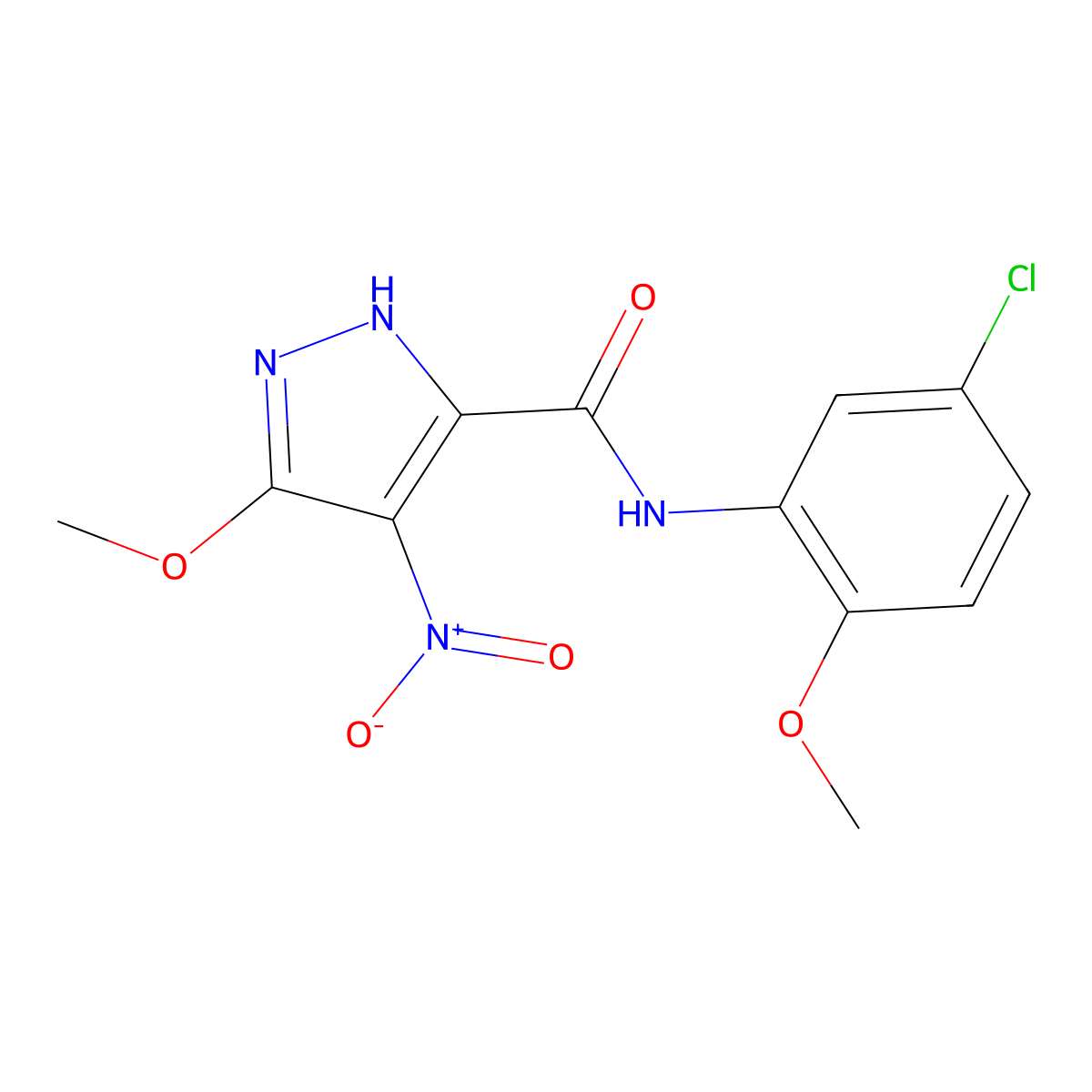 N-(5-chloro-2-methoxyphenyl)-3-methoxy-4-nitro-1H-pyrazole-5-carboxamide molecular structure, CAS 515175-18-5