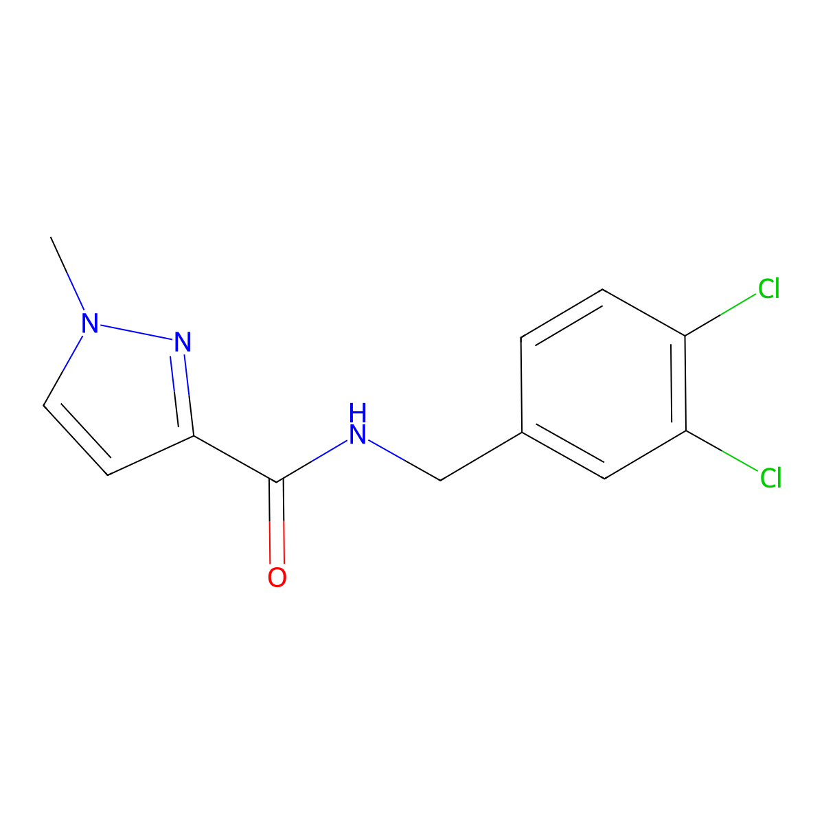 N-[(3,4-dichlorophenyl)methyl]-1-methylpyrazole-3-carboxamide molecular structure, CAS 515175-20-9