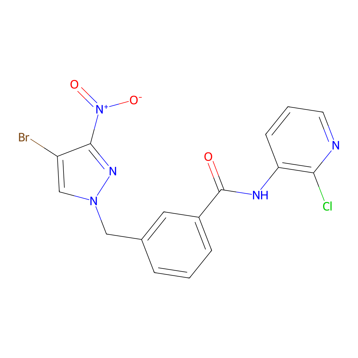 3-[(4-bromo-3-nitropyrazol-1-yl)methyl]-N-(2-chloropyridin-3-yl)benzamide molecular structure, CAS 515175-23-2