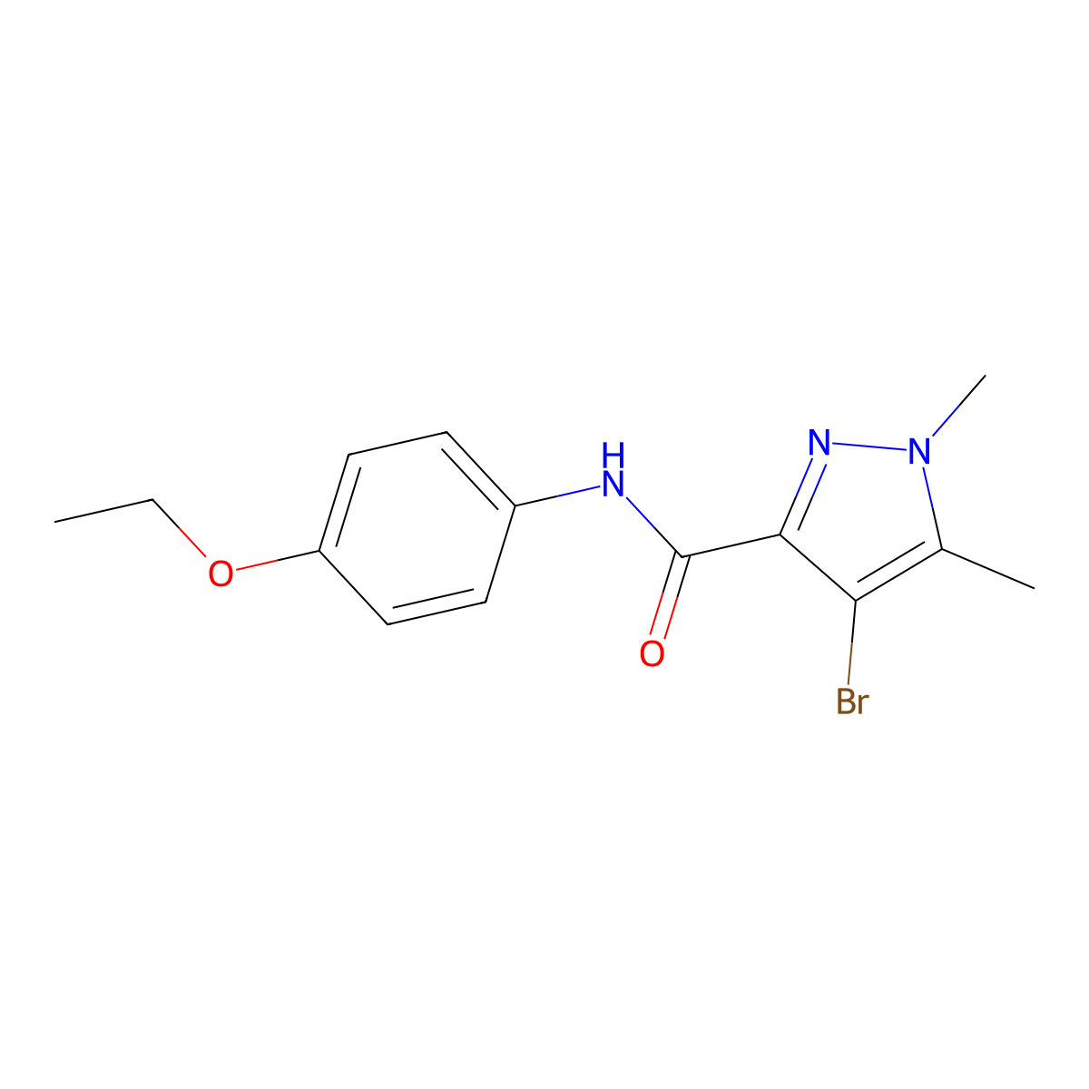 4-bromo-N-(4-ethoxyphenyl)-1,5-dimethylpyrazole-3-carboxamide molecular structure, CAS 515175-32-3