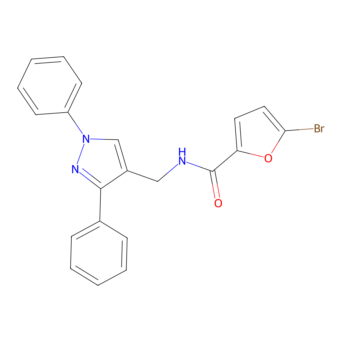 5-bromo-N-[(1,3-diphenylpyrazol-4-yl)methyl]furan-2-carboxamide molecular structure, CAS 515175-61-8